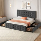 Kingsize bedframe met 4 opberglades en verstelbaar hoofdbord
